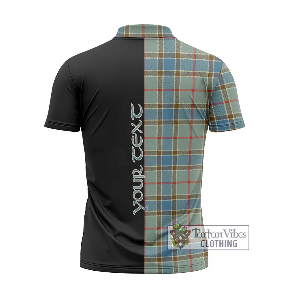 Balfour Blue Tartan Zipper Polo Shirt with Family Crest and Half Of Me Style