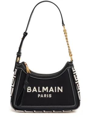 Balmain   B-Army canvas &amp; leather shoulder bag 