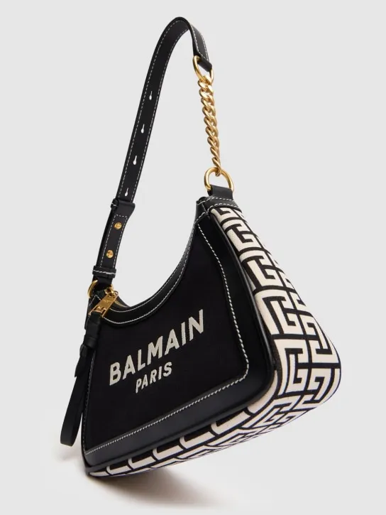 Balmain   B-Army canvas &amp; leather shoulder bag 