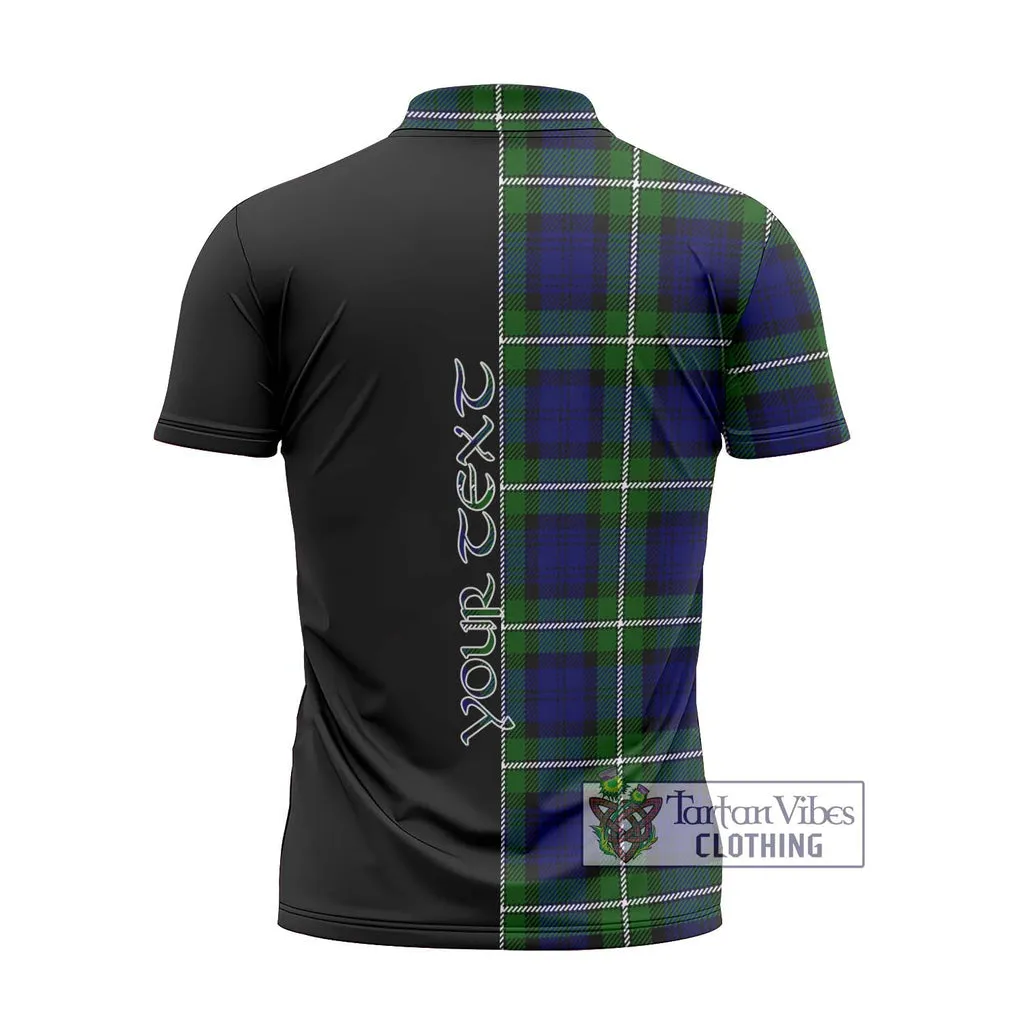 Bannerman Tartan Zipper Polo Shirt with Family Crest and Half Of Me Style