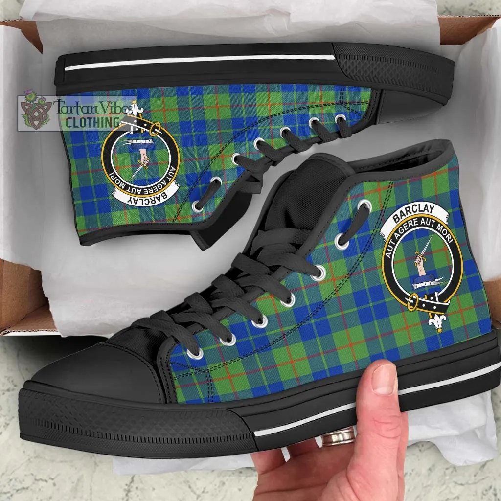 Barclay Hunting Ancient Tartan High Top Shoes with Family Crest