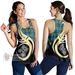 Barclay Hunting Ancient Tartan Women's Racerback Tanks with Family Crest and Celtic Symbol Style