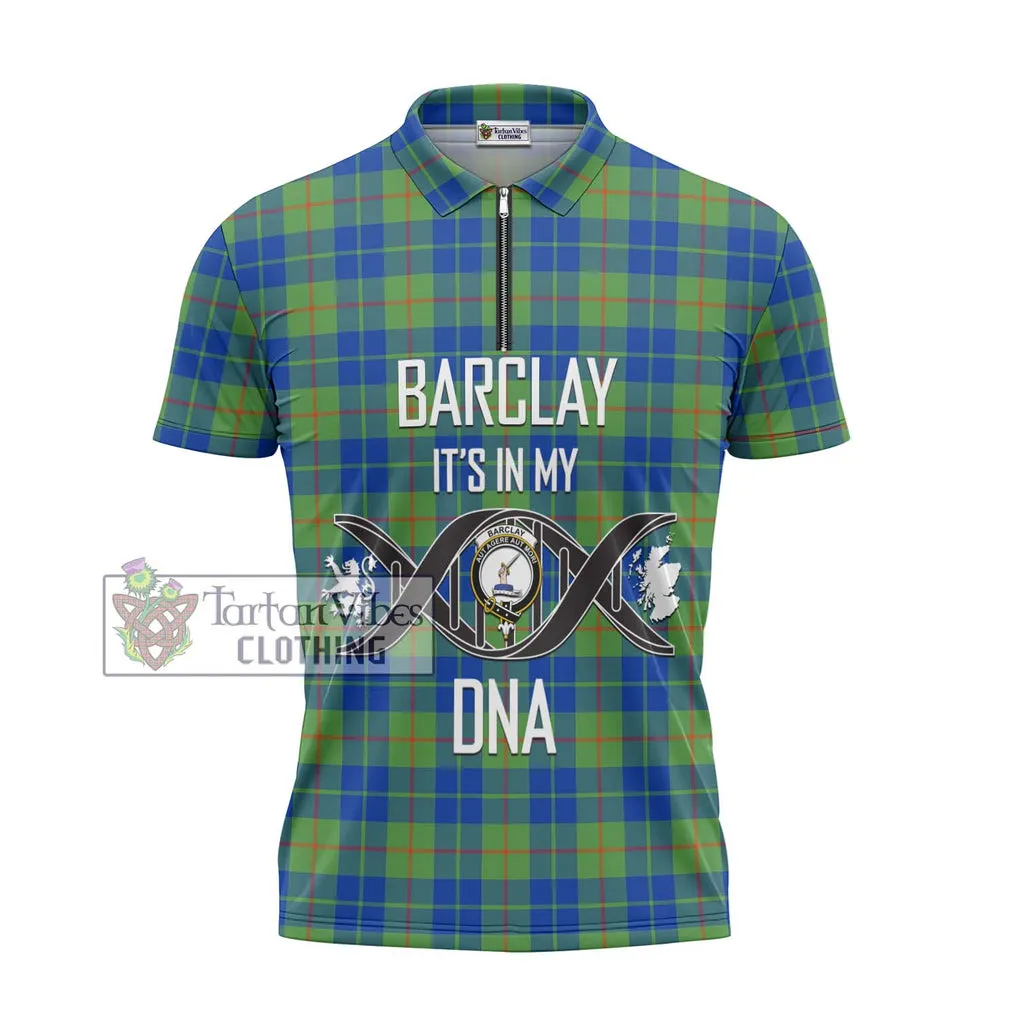 Barclay Hunting Ancient Tartan Zipper Polo Shirt with Family Crest DNA In Me Style