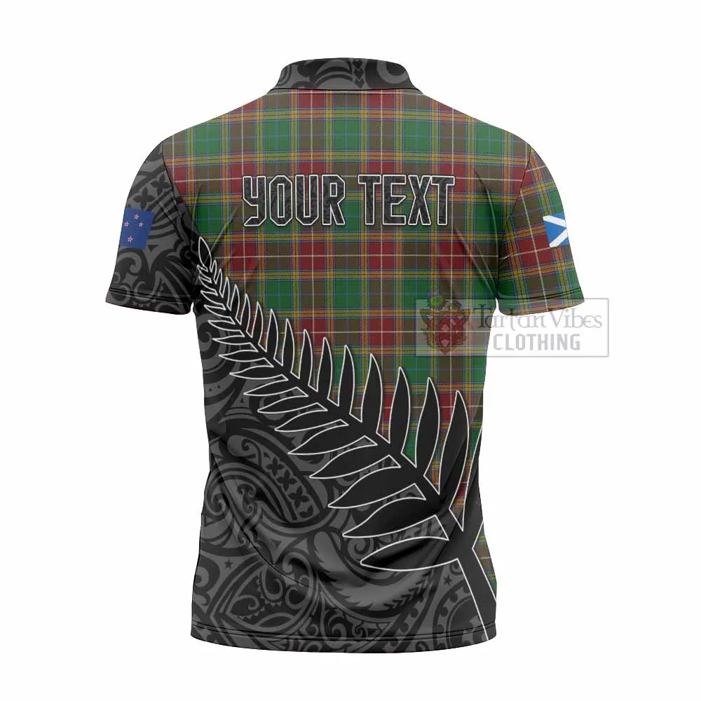 Baxter Crest Tartan Zipper Polo Shirt with New Zealand Silver Fern Half Style