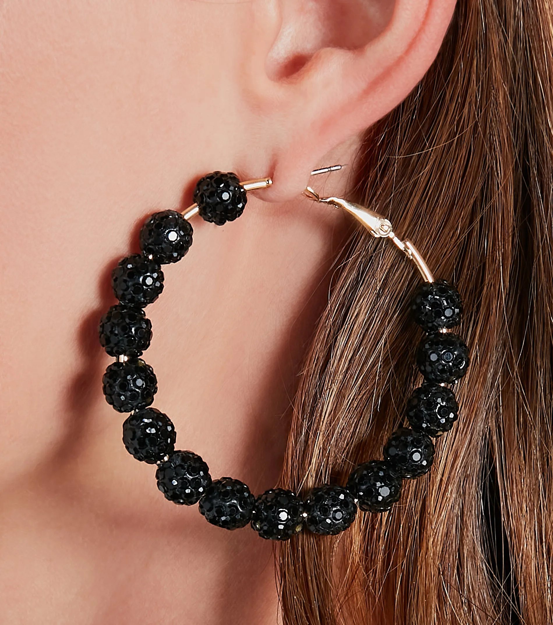 Be Rare Rhinestone Ball Hoop Earrings