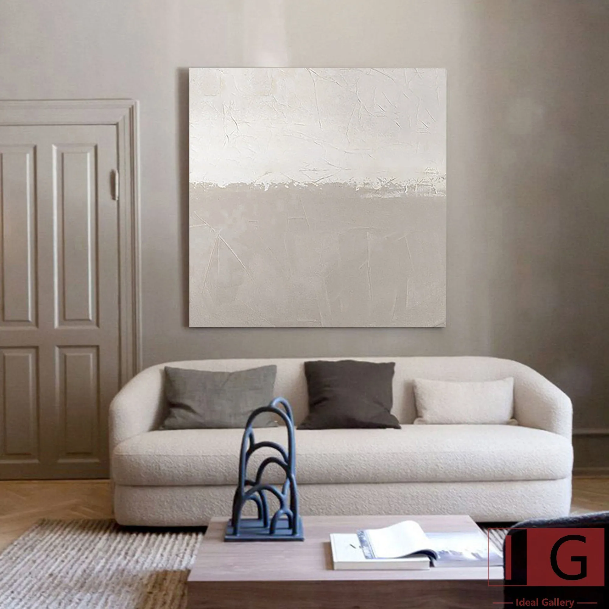 Beige And White Beige Minimalist Painting Beige And White Canvas Art Qp045