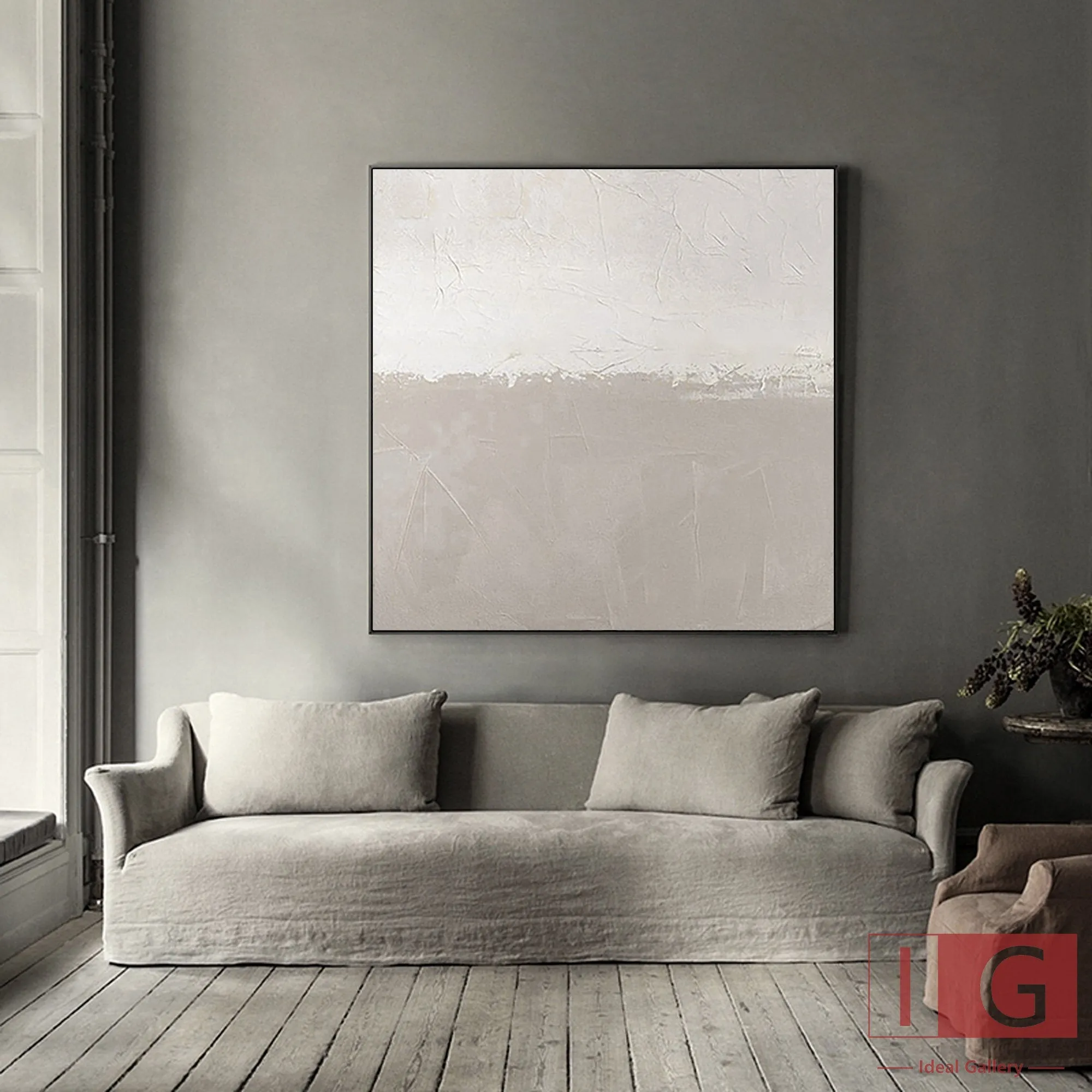 Beige And White Beige Minimalist Painting Beige And White Canvas Art Qp045