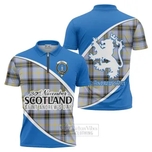 Bell Family Crest Tartan Zipper Polo Shirt Celebrate Saint Andrew's Day in Style