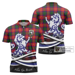 Belsches Tartan Zipper Polo Shirt with Alba Gu Brath Regal Lion Emblem