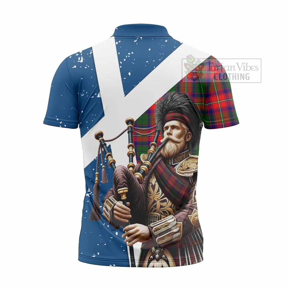 Belshes (Belsches) Tartan Zipper Polo Shirt with Family Crest Scottish Bagpiper Vibes