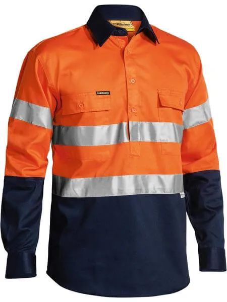 Bisley Taped Hi Vis Closed Front Drill Shirt - Long Sleeve (BTC6456)