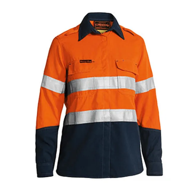 Bisley tencate Tecasafe Plus Women's Taped Two Tone FR Hi Vis Lightweight Vented Long Sleeve Shirt (BL8098T)