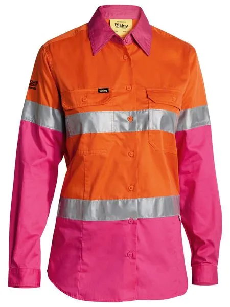 Bisley Women's Taped Hi Vis Cool Lightweight Drill Shirt (BL6696T)