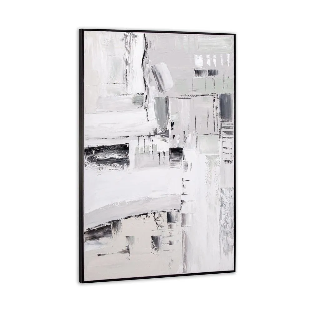 Black & White Modern Contemporary Framed Hand Painted Canvas