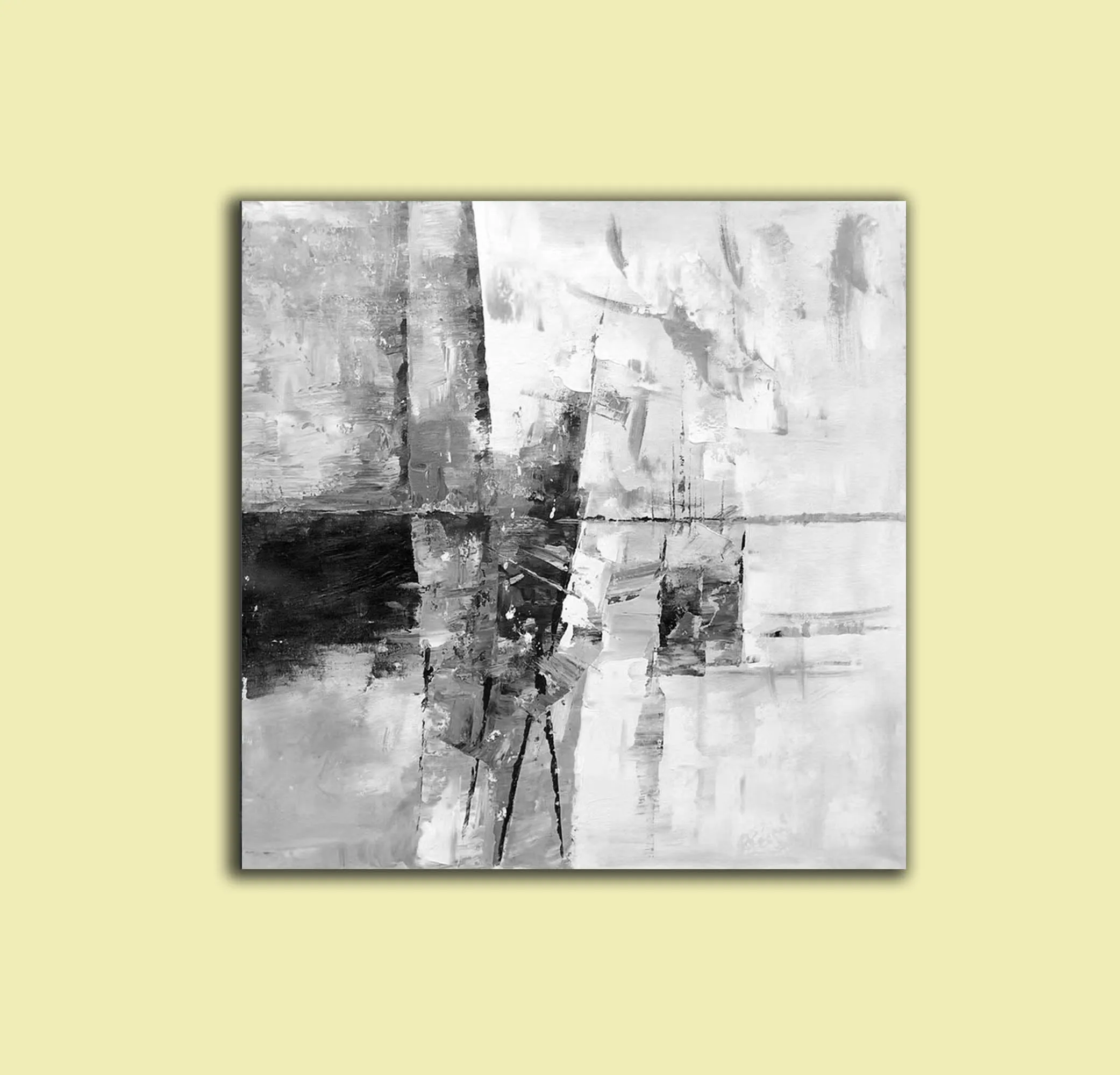 Black And White Abstract Painting Large Painting Living Room Op085