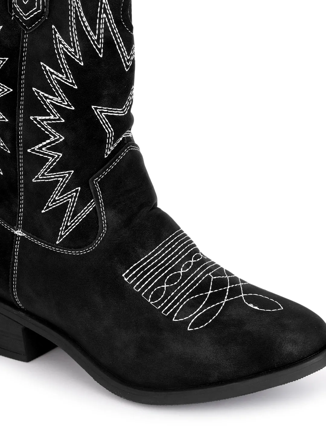 Black Nubuck High-End-Fashion Stylish Ankle Boots (TC-RS3705-BLKWHT)