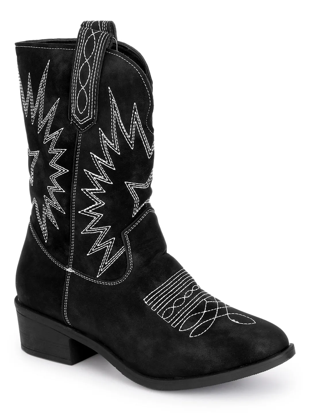 Black Nubuck High-End-Fashion Stylish Ankle Boots (TC-RS3705-BLKWHT)