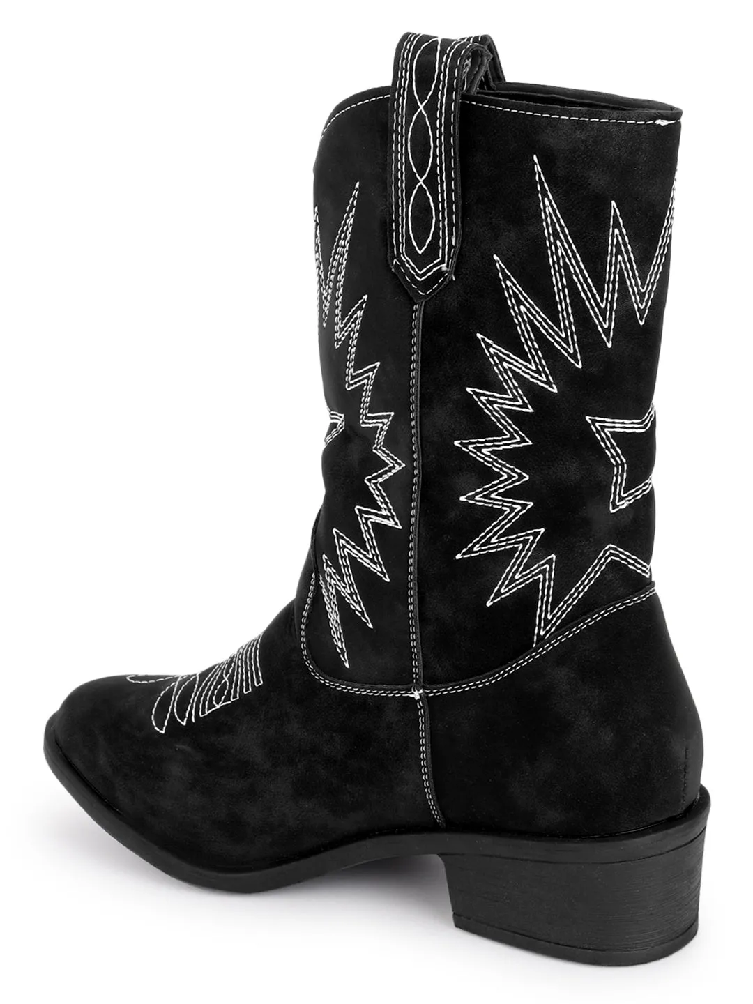 Black Nubuck High-End-Fashion Stylish Ankle Boots (TC-RS3705-BLKWHT)