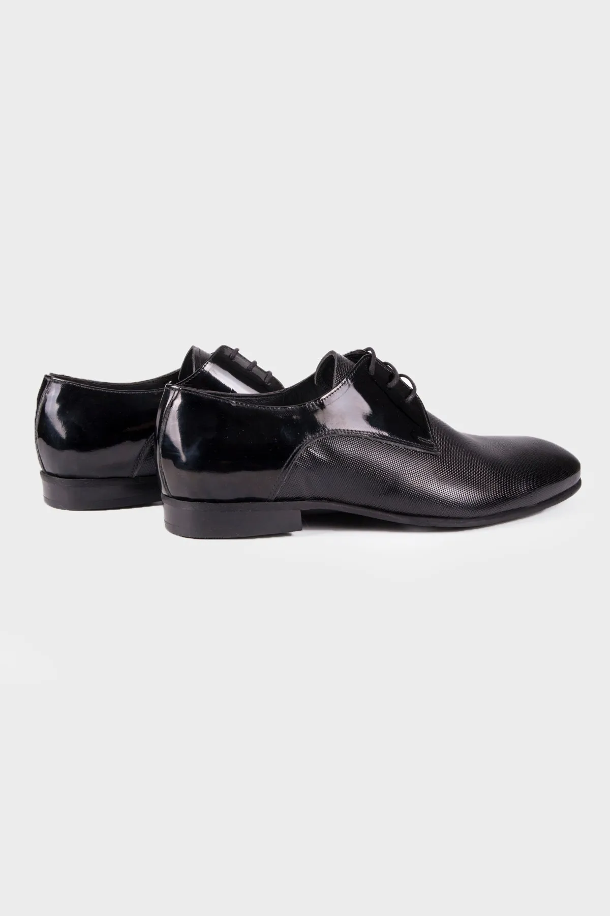 Black Patent Patent Leather Lace-Up Tuxedo Shoes, Black Patent