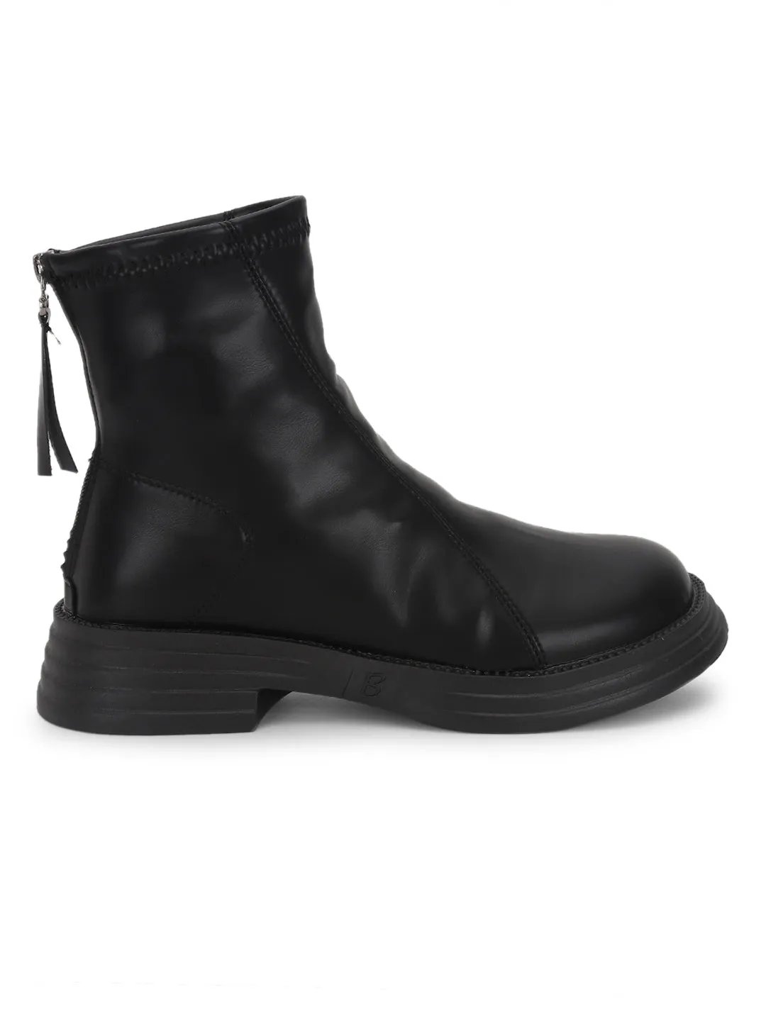 Black PU High-End-Fashion Stylish Ankle Boots (TC-RS3688-BLK)