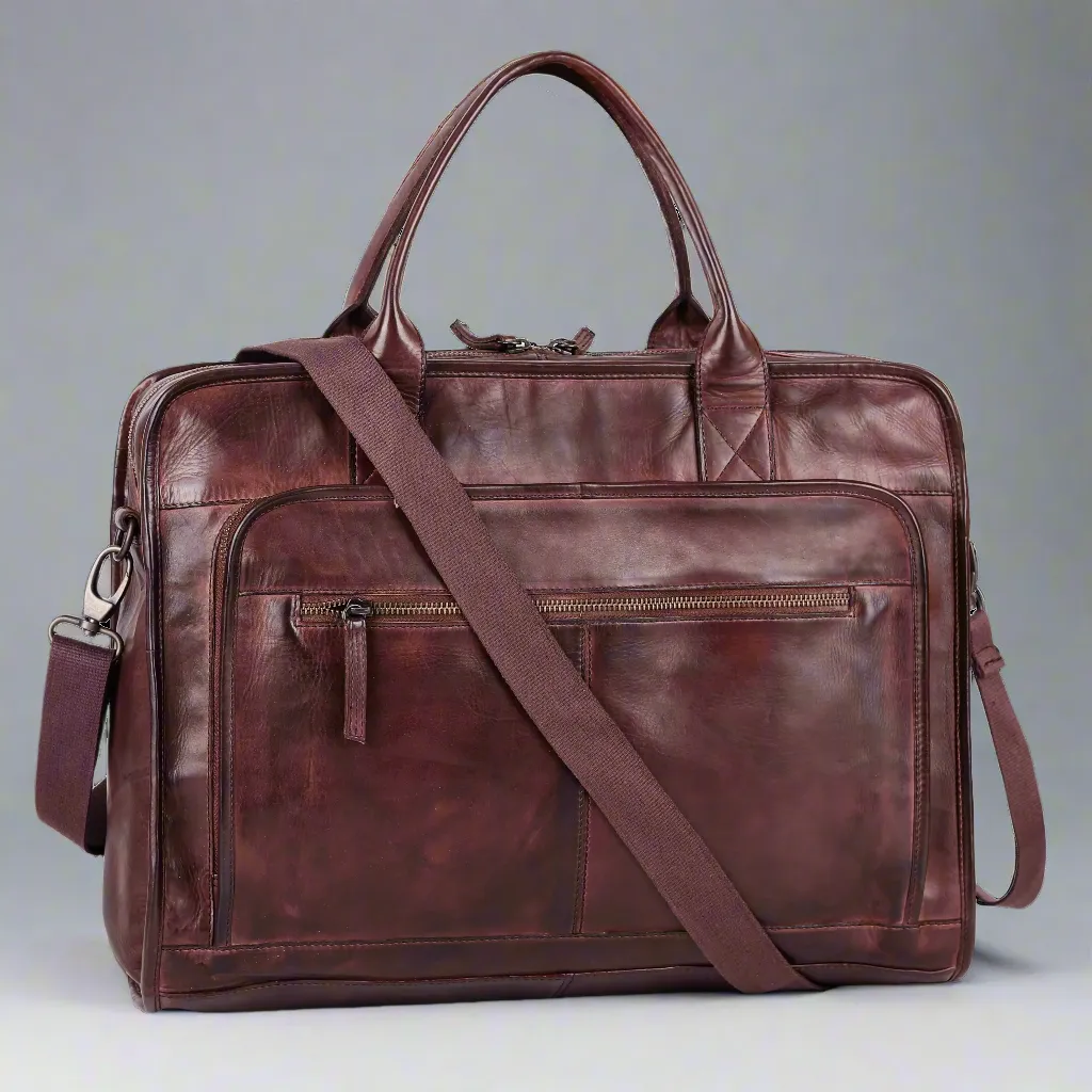 BOL/Open Road Two Handle Messenger Laptop Leather Bag