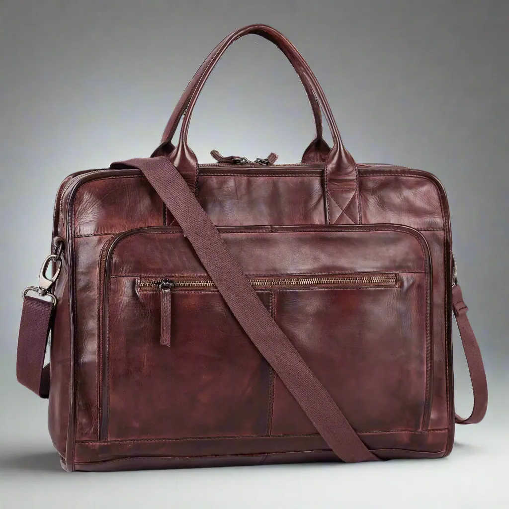 BOL/Open Road Two Handle Messenger Laptop Leather Bag