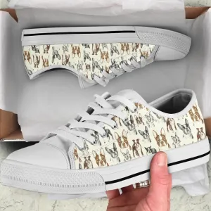 Boston Terrier Low Top Shoes - Low Top Sneaker, Dog Printed Shoes, Canvas Shoes For Men, Women