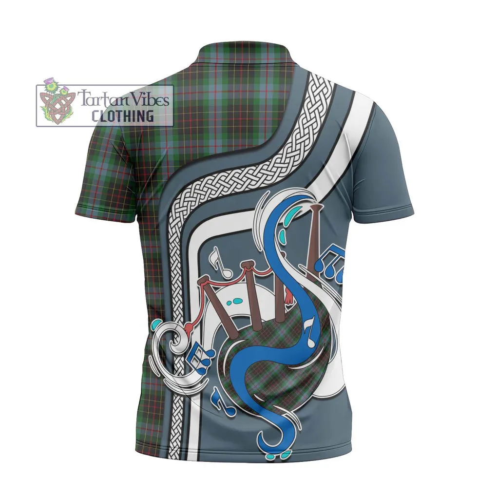 Brodie Hunting Tartan Zipper Polo Shirt with Epic Bagpipe Style