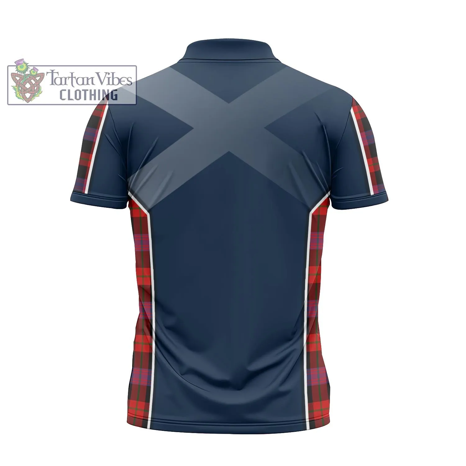 Broun Modern Tartan Zipper Polo Shirt with Family Crest and Scottish Thistle Vibes Sport Style