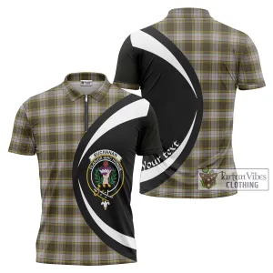 Buchanan Dress Tartan Zipper Polo Shirt with Family Crest Circle Style