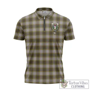 Buchanan Dress Tartan Zipper Polo Shirt with Family Crest