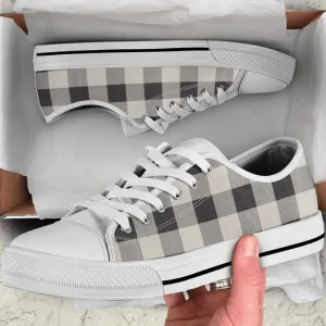 Buffalo Plaid Tennis Low Top Shoes, Low Top Sneaker, Low Top Canvas Shoes