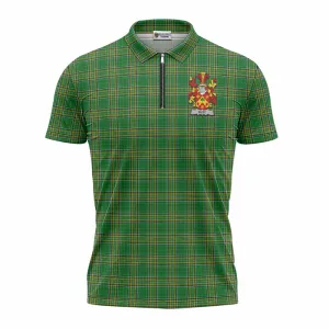 Butt Irish Clan Tartan Zipper Polo Shirt with Coat of Arms