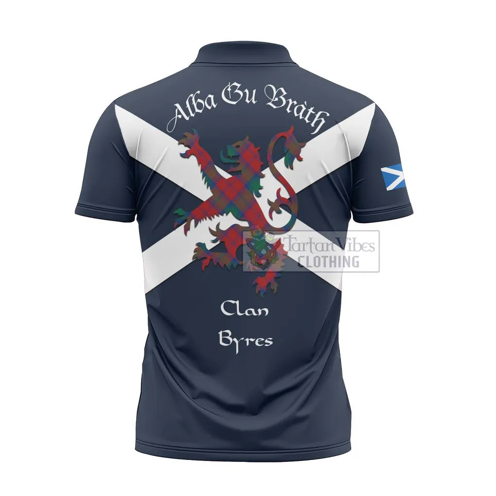 Byres (Byses) Tartan Lion Rampant Zipper Polo Shirt Proudly Display Your Heritage with Alba Gu Brath and Clan Name