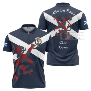 Byres (Byses) Tartan Lion Rampant Zipper Polo Shirt Proudly Display Your Heritage with Alba Gu Brath and Clan Name