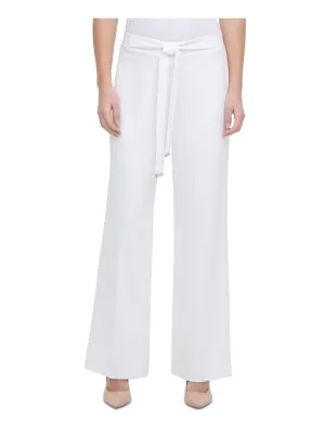 CALVIN KLEIN Womens White Belted Wide Leg Shorts