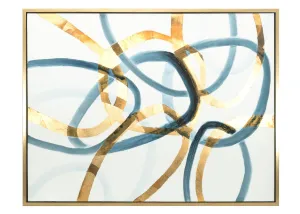 Canvas Art - Blue/Gold Rings Abstract Wall Art Decor