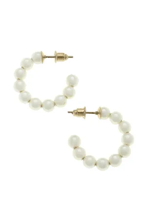 Canvas Demi Hoop Earrings in Ivory Pearl