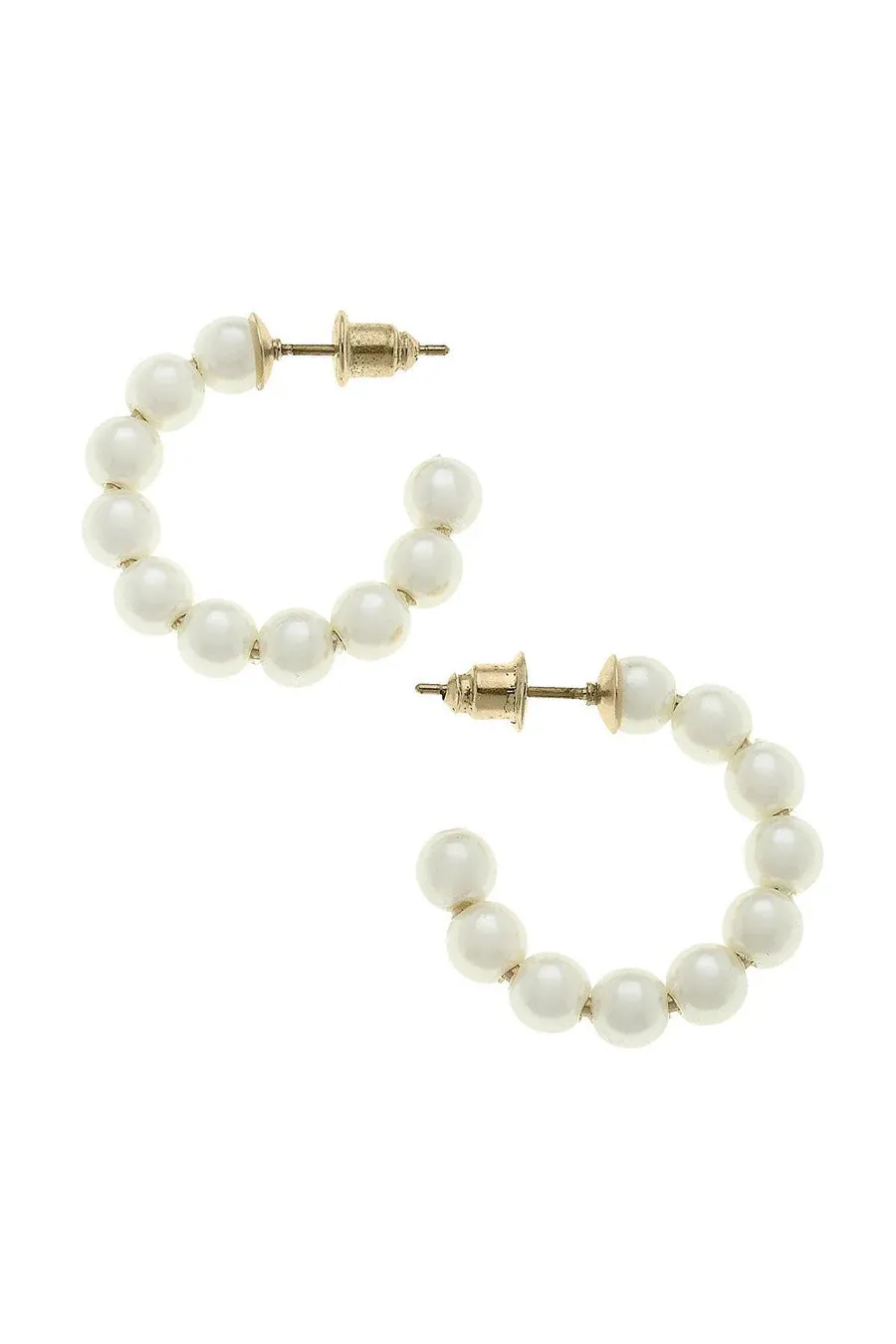 Canvas Demi Hoop Earrings in Ivory Pearl