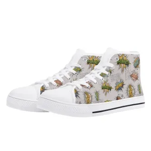 Canvas High Top Sneakers | Vintage Grey | Unique Onomatopoeia Print | Retro Comic style