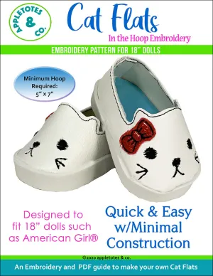 Cat Flats ITH Embroidery Patterns for 18" Dolls