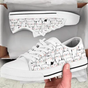 Cat Head Low Top Shoes - Stylish And Sustainable Footwear, Cat Canvas Shoes