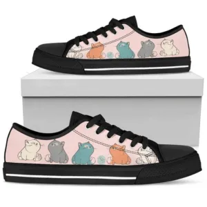 Cat Pattern Low Top Shoes, Cat Canvas Shoes, Cat Canvas Shoes