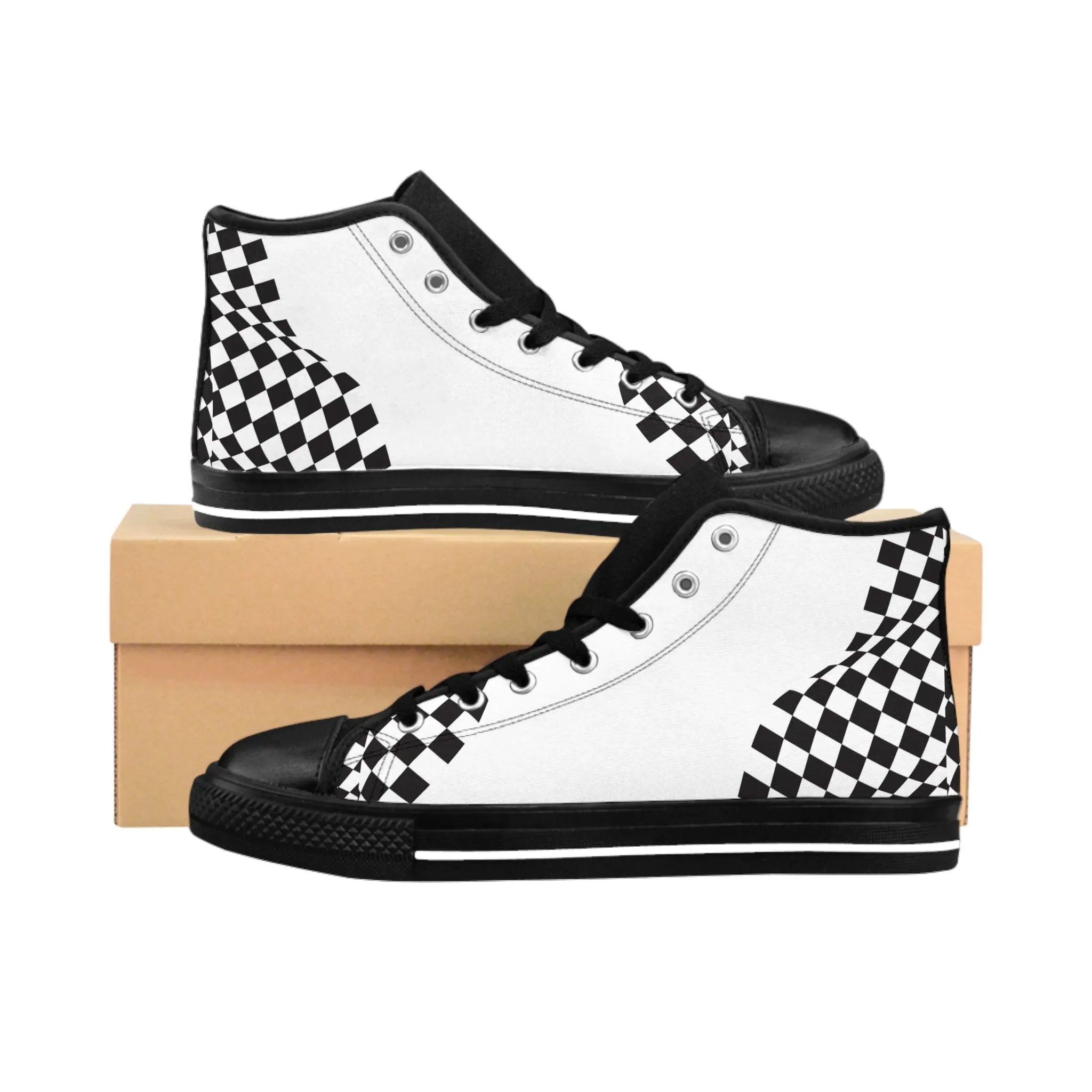 Checkered Flag Waving Men's Classic Sneakers