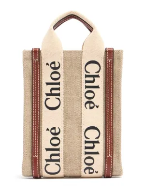 Chloé   Medium Woody linen canvas bag 