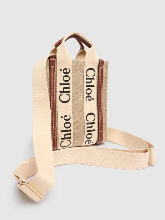 Chloé   Medium Woody linen canvas bag 