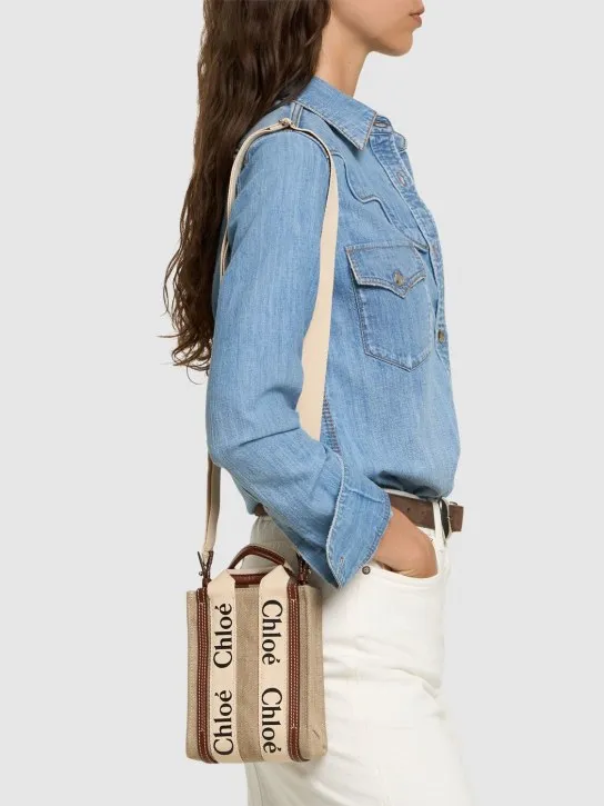 Chloé   Medium Woody linen canvas bag 