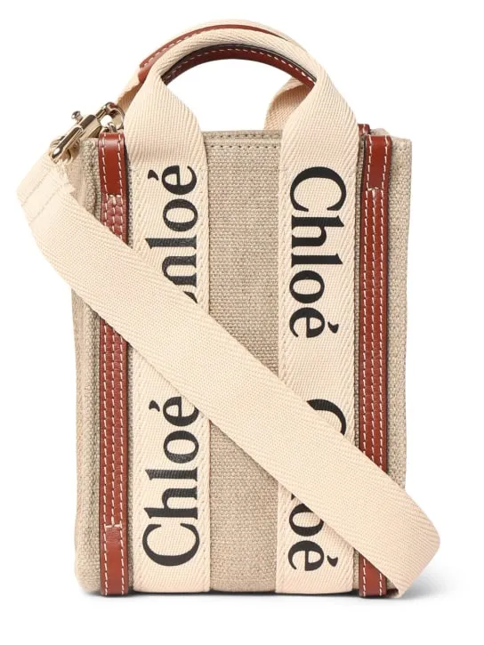 Chloé   Medium Woody linen canvas bag 