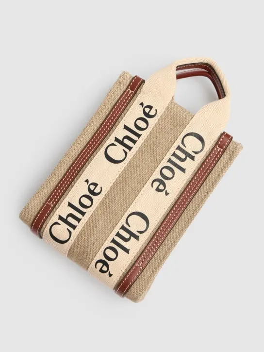 Chloé   Medium Woody linen canvas bag 