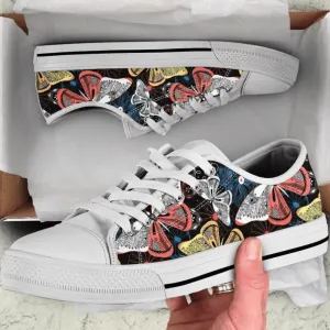 Colorful Butterflies Decor Low Top Shoes, Low Top Sneaker, Low Top Canvas Shoes